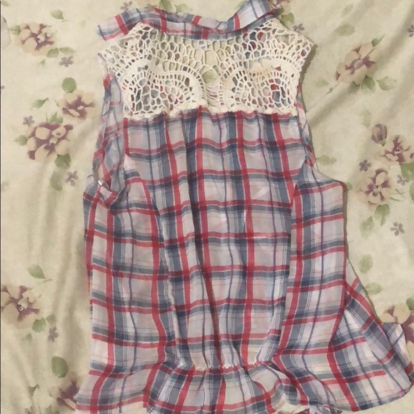 Front tie see through flannel shirt - Picture 2 of 4